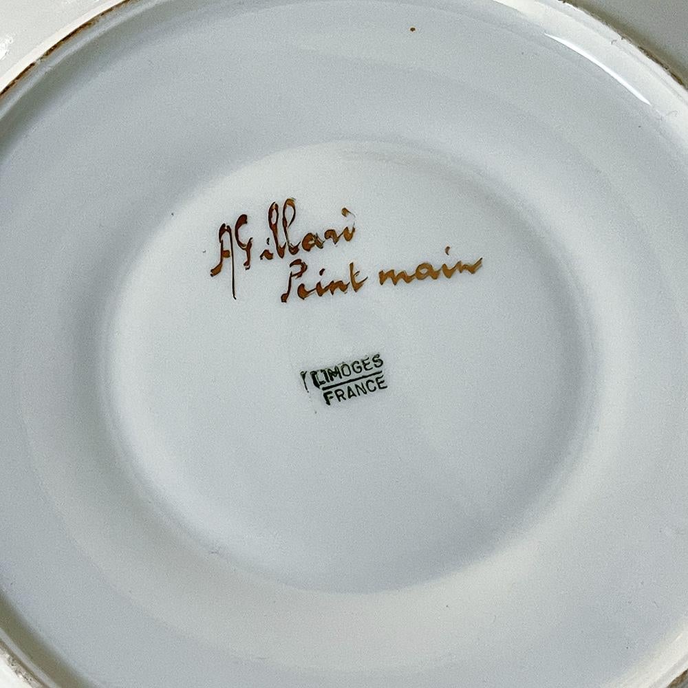 Französische Limoges-Terrine mit Deckel und Platte aus dem 19. Jahrhundert, handbemalt im Angebot 12