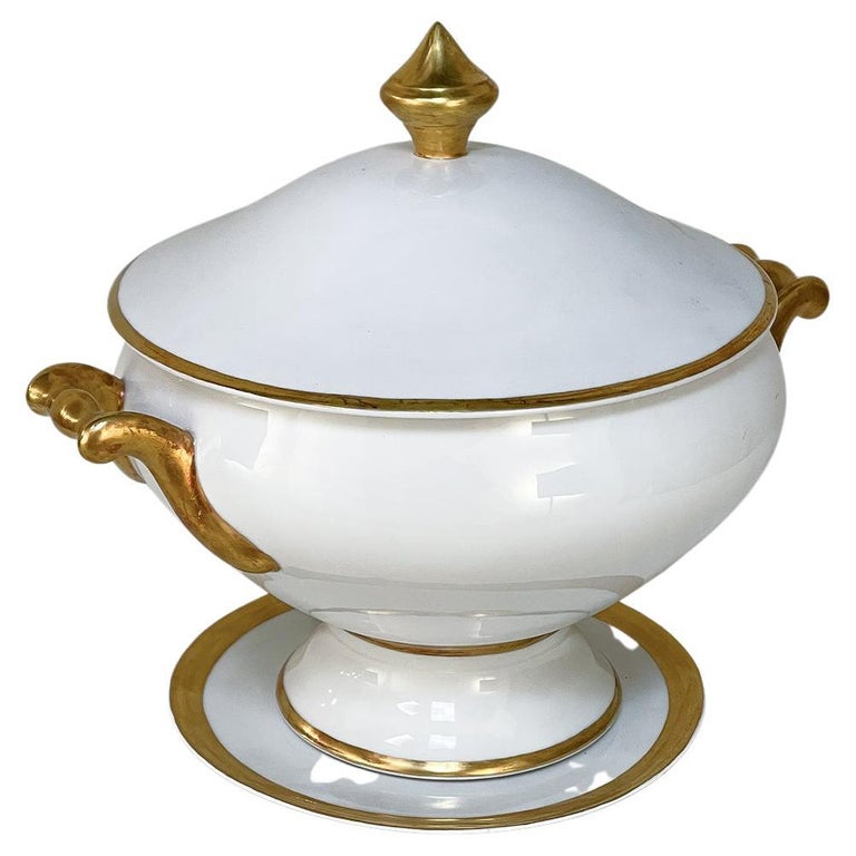19th Century French Limoges HandPainted Covered Tureen with Platter