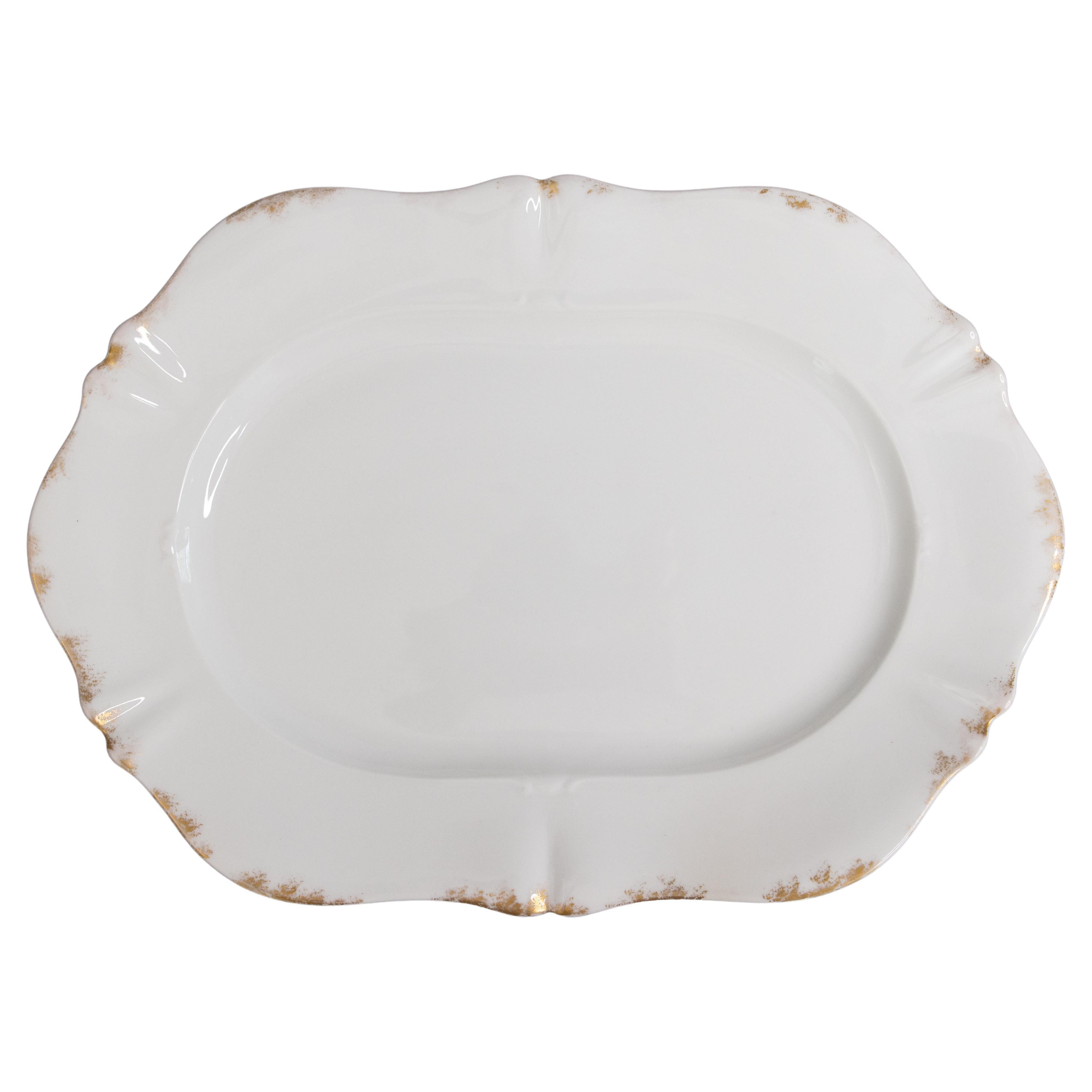 19th Century French Limoges Old Paris Gilt White Porcelain Serving Platter