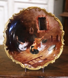 19th Century French Limoges Painted Porcelain Chicken Wall Platter