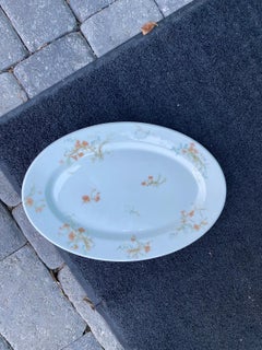 19th Century French Limoges White Porcelain Platter with Flowers, Marked