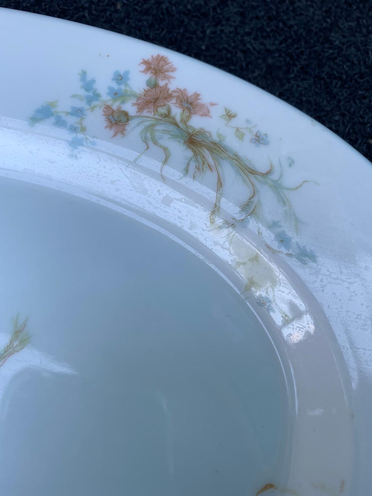 19th Century French Limoges White Porcelain Platter with Flowers, Marked For Sale 5