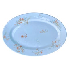 19th Century French Limoges White Porcelain Platter with Flowers, Marked