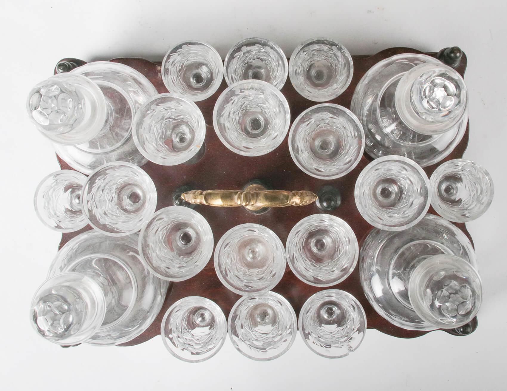 19th Century French Liquor Chest with Crystal Glasses and Decanters 7