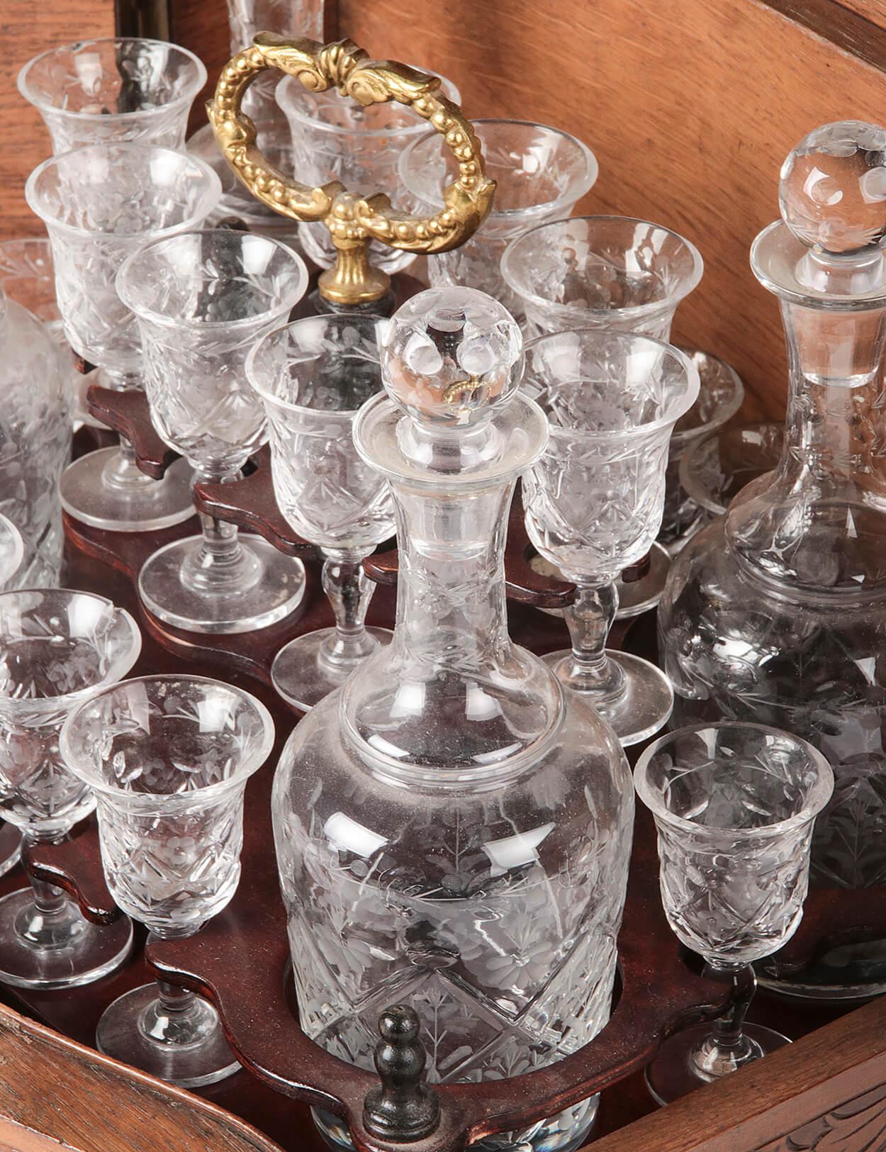 19th Century French Liquor Chest with Crystal Glasses and Decanters 1