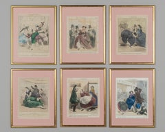 Litografie francesi del 19° secolo La Rigolbochomanie Set di 6
