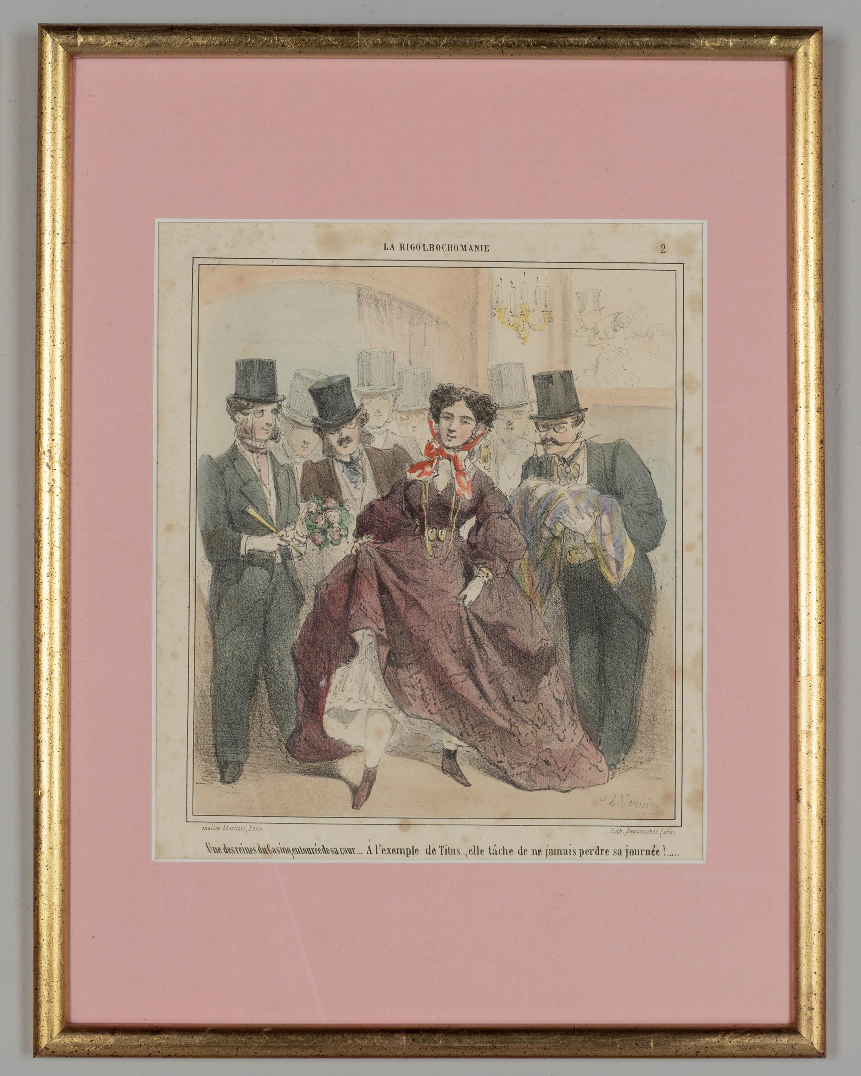 Italian 19th Century French Lithographs La Rigolbochomanie Set of 6 For Sale