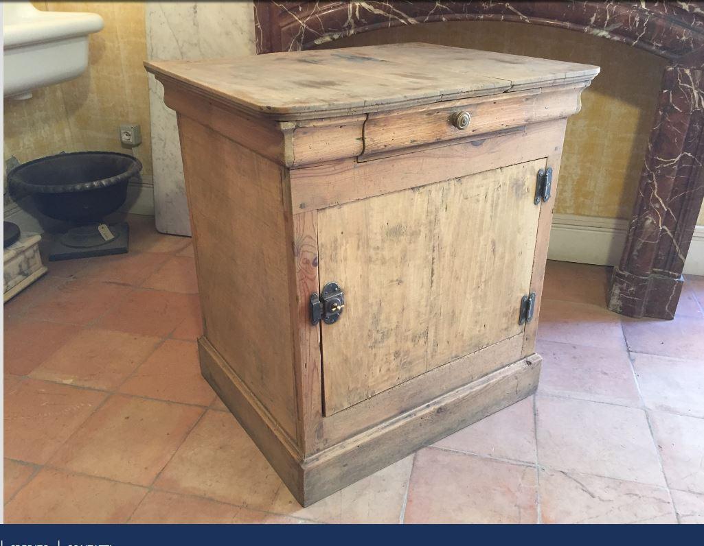 19th century French little wooden cupboard with drawer, 1890s.