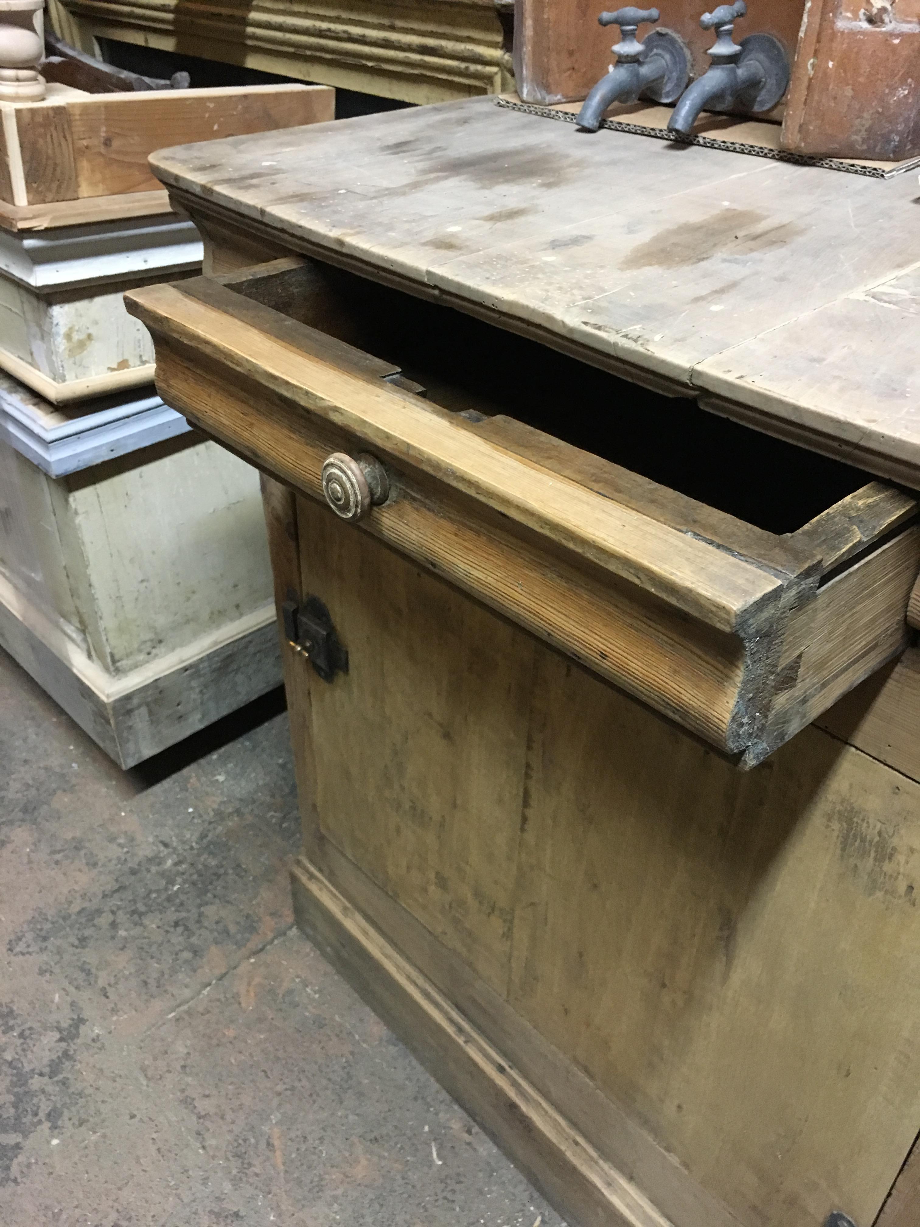 19th Century French Little Wooden Cupboard with Drawer, 1890s 1