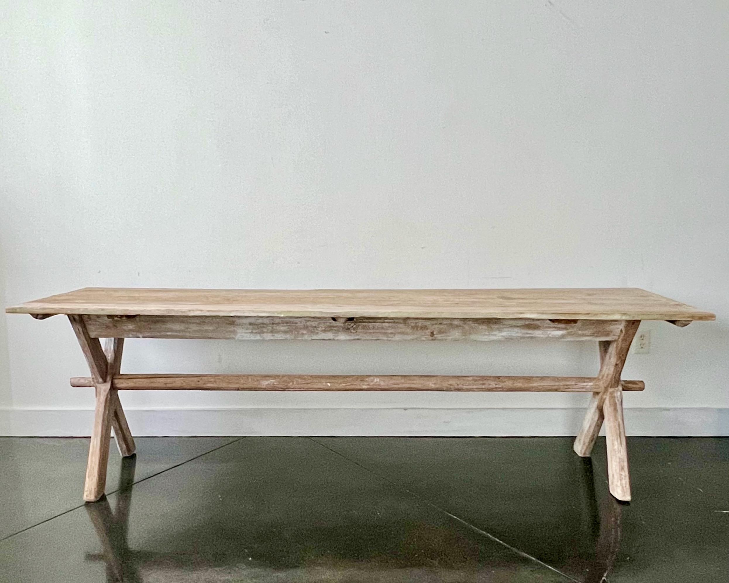 Hand-Carved 19th century French Long Country Harvesting Table For Sale
