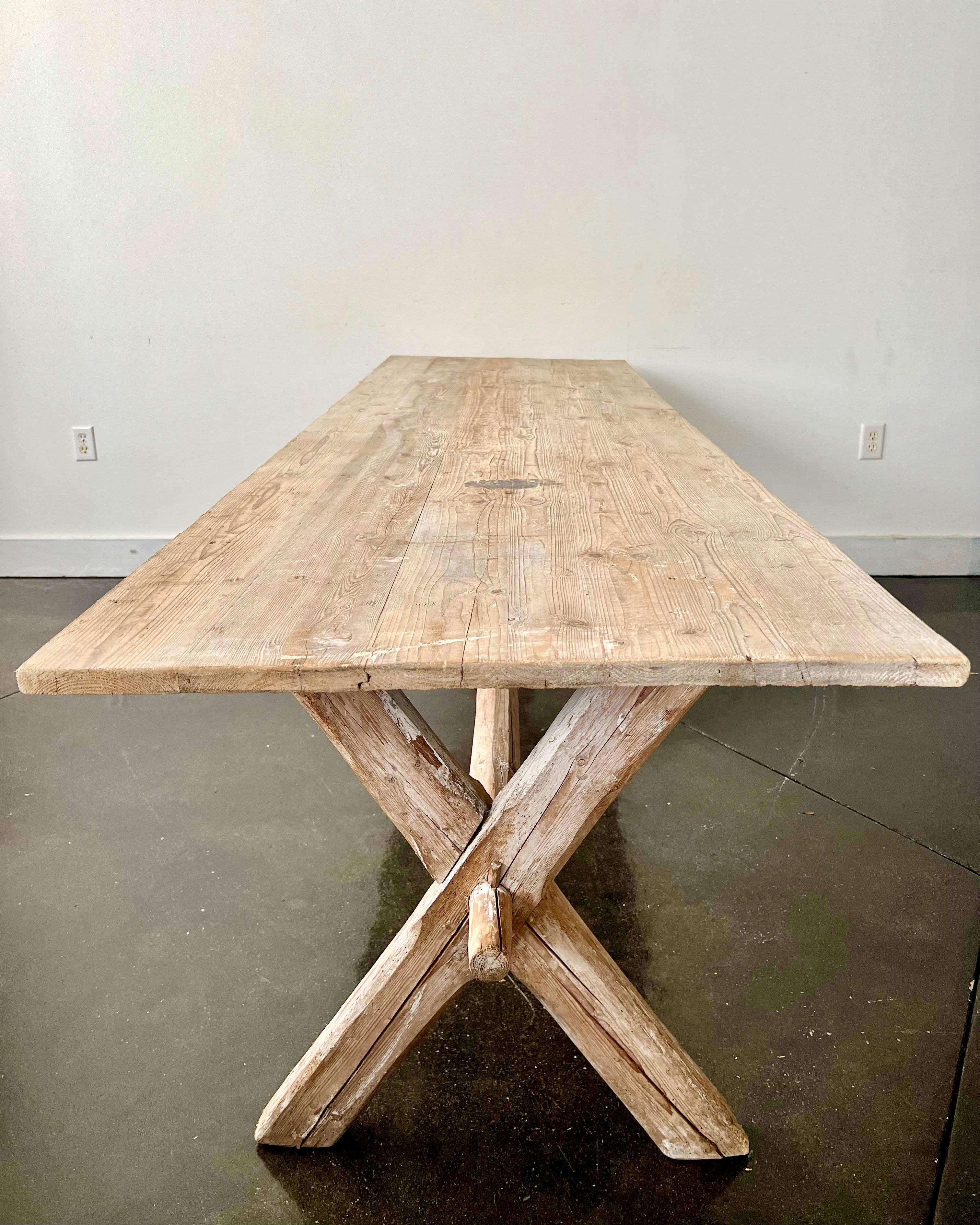 19th century French Long Country Harvesting Table For Sale 1
