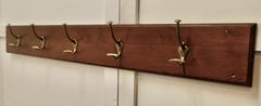 19th Century French Long Oak 5 Double Peg Coat Rack