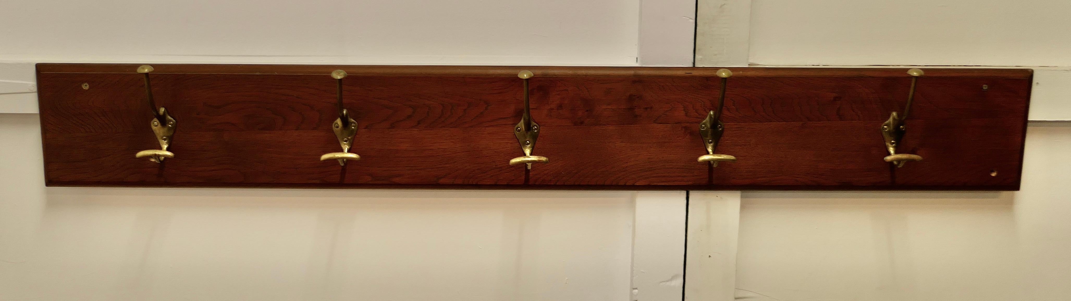 19th Century French Long Oak 5 Double Peg Coat Rack In Good Condition For Sale In Chillerton, Isle of Wight
