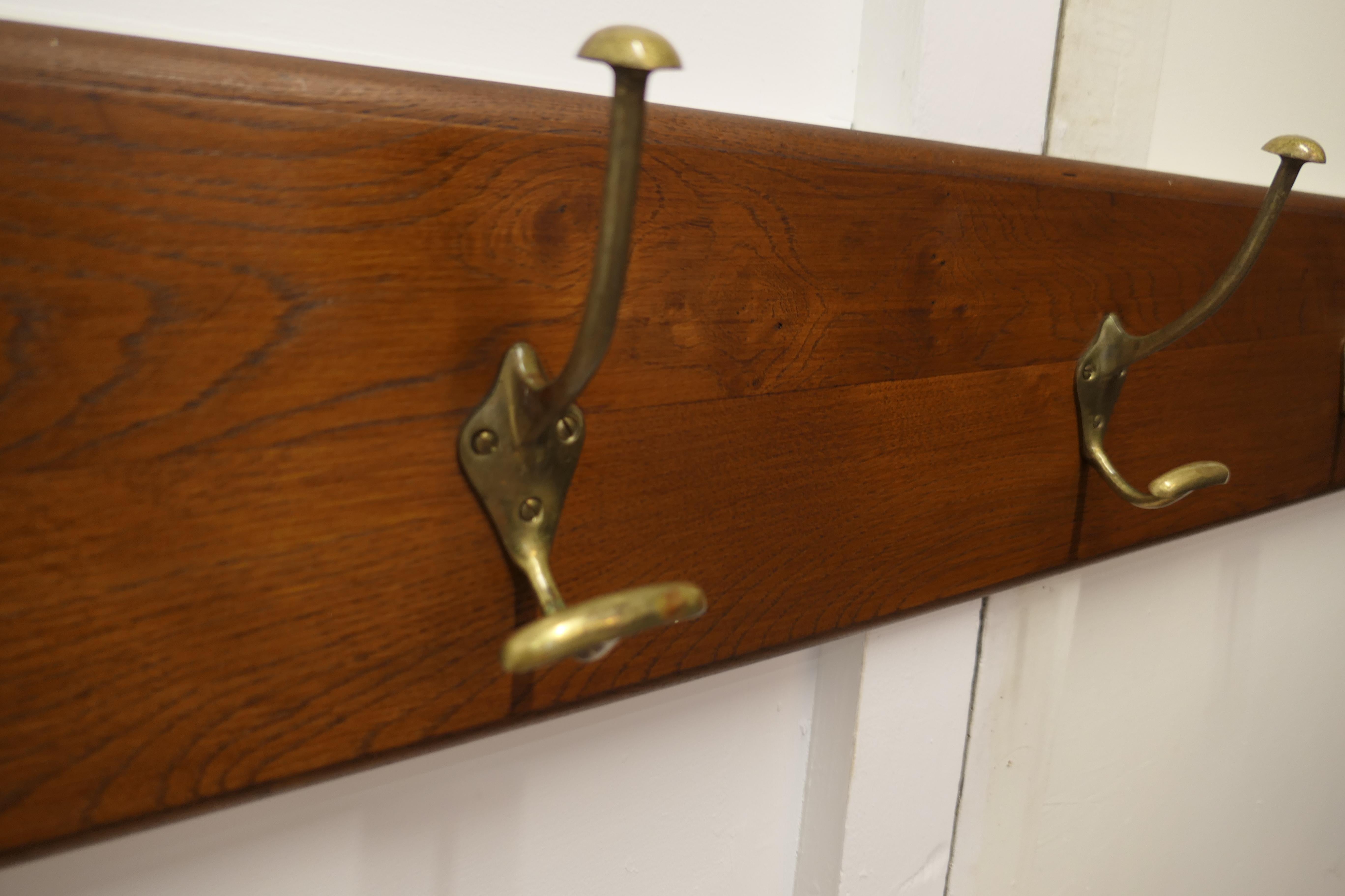 19th Century French Long Oak 5 Double Peg Coat Rack For Sale 1