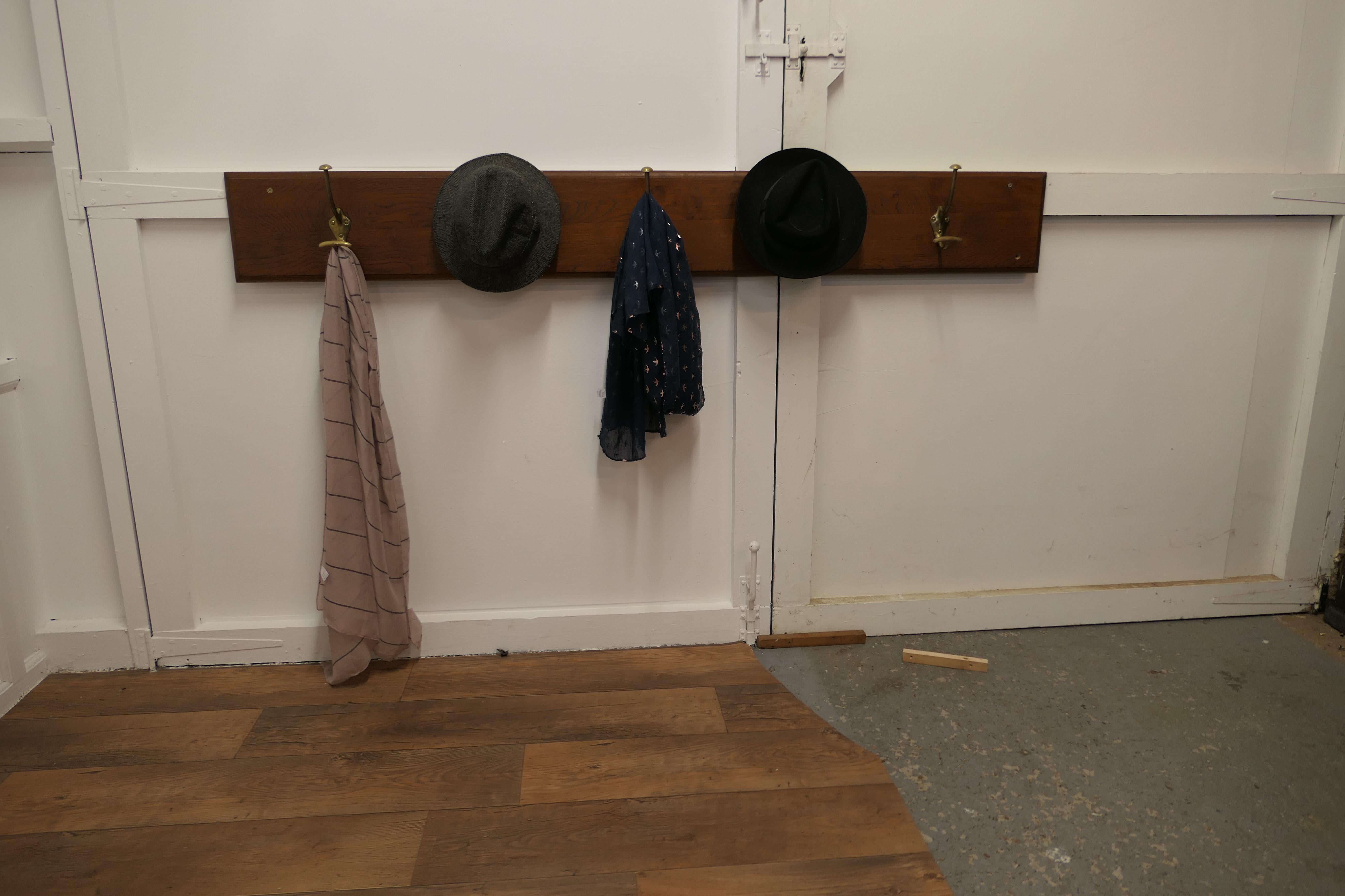 19th Century French Long Oak 5 Double Peg Coat Rack For Sale 3