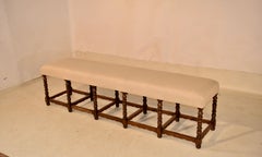 Französische lange gepolsterte Bank des 19.