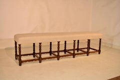 Französische lange gepolsterte Bank des 19.