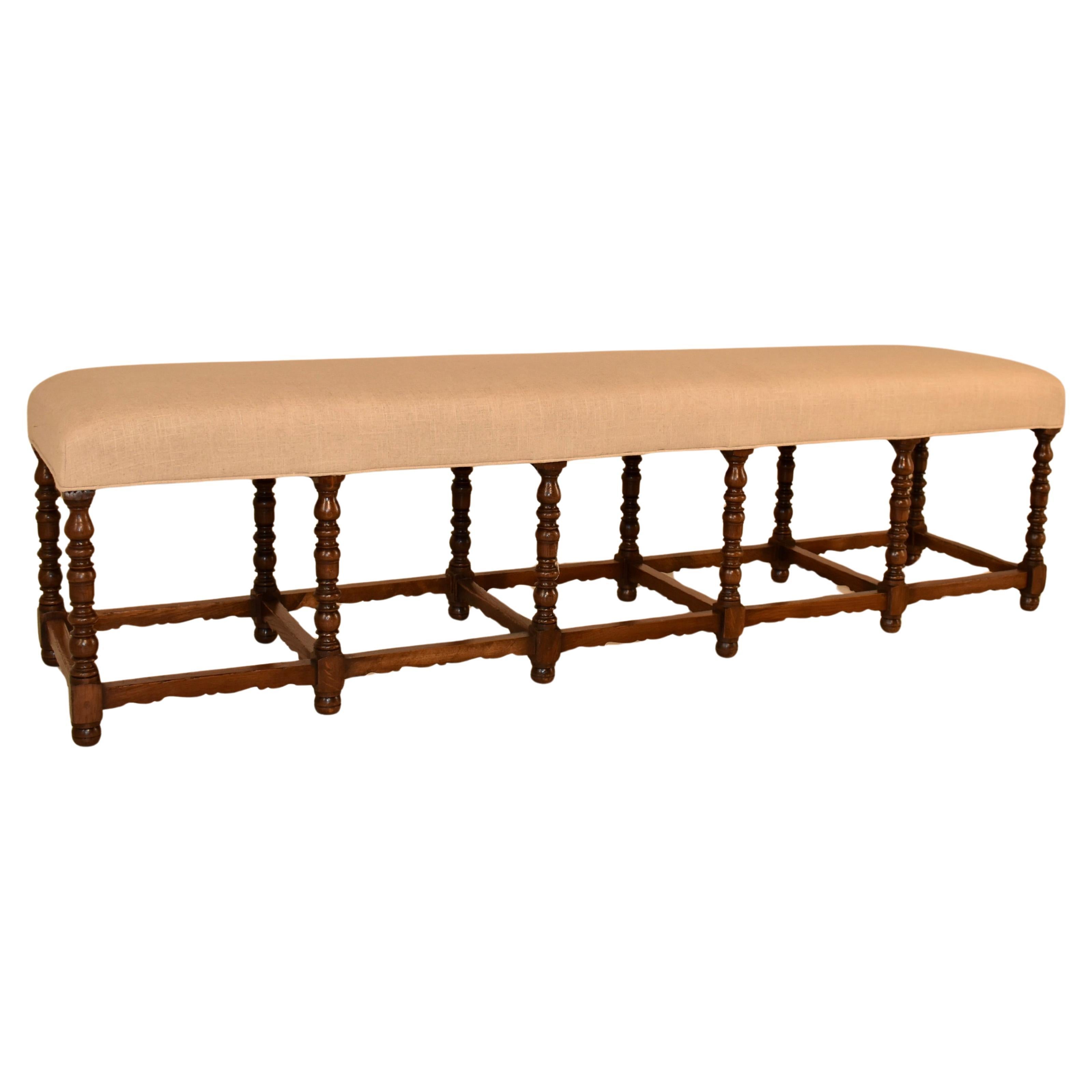 19th Century French Long Upholstered Bench