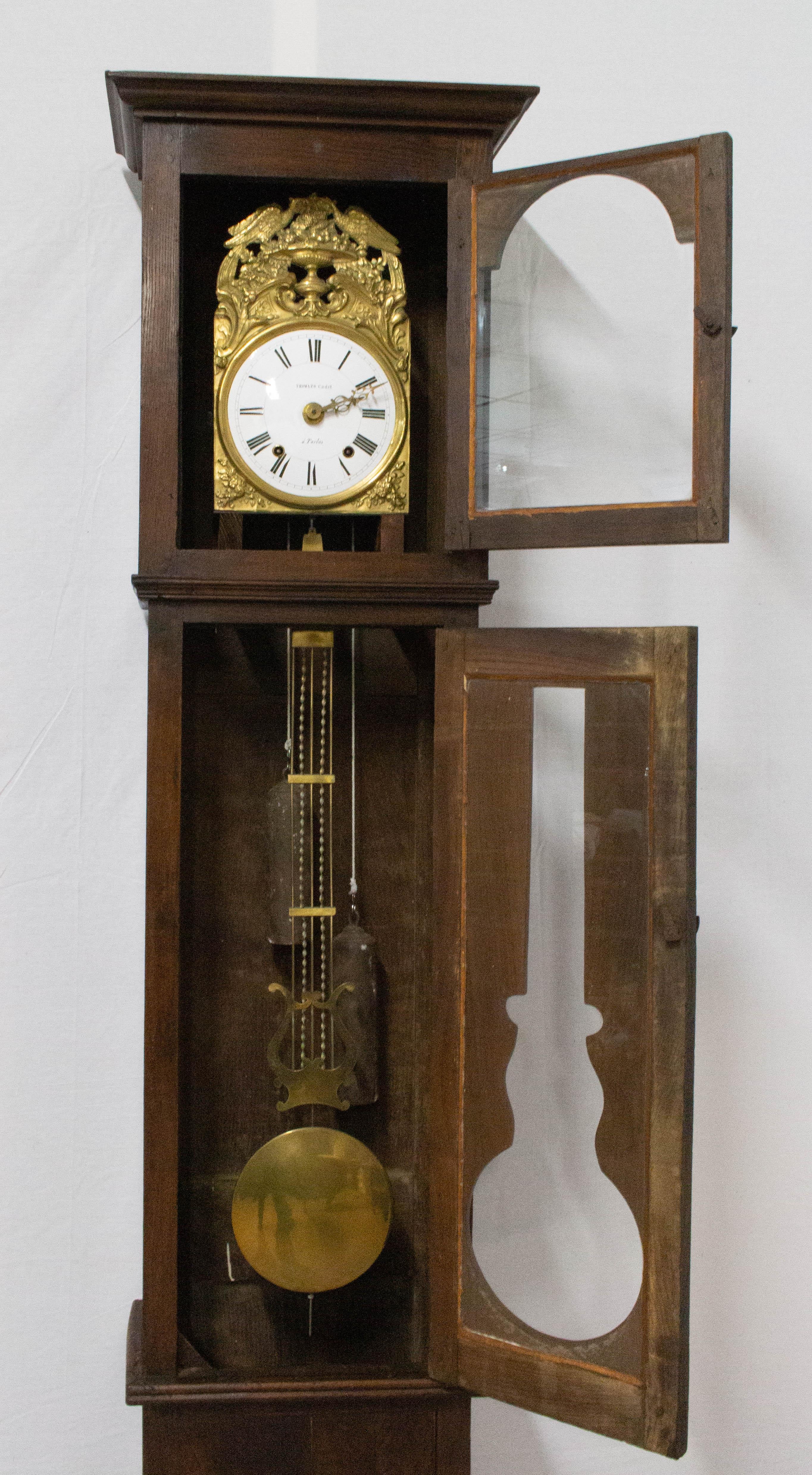 Oak 19th Century French Longcase or Grandfather Clock