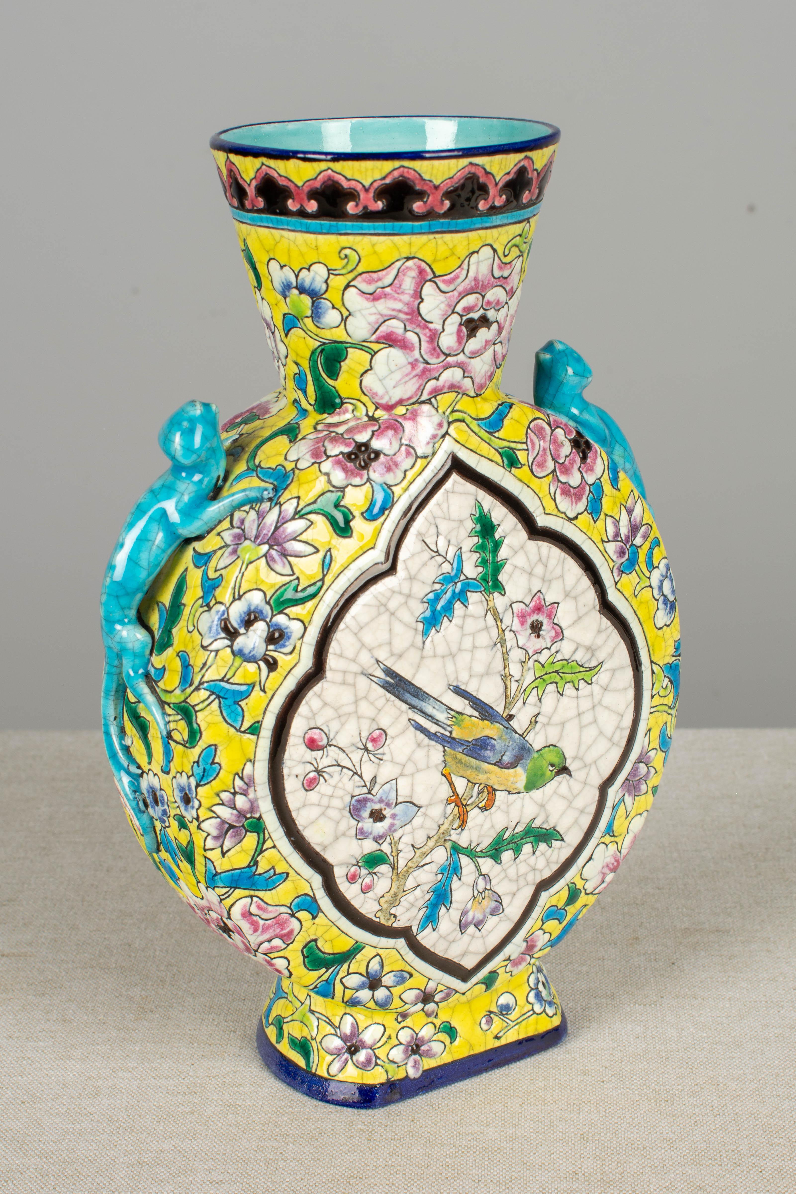 19th Century French Longwy Ceramic Vase In Good Condition In Winter Park, FL
