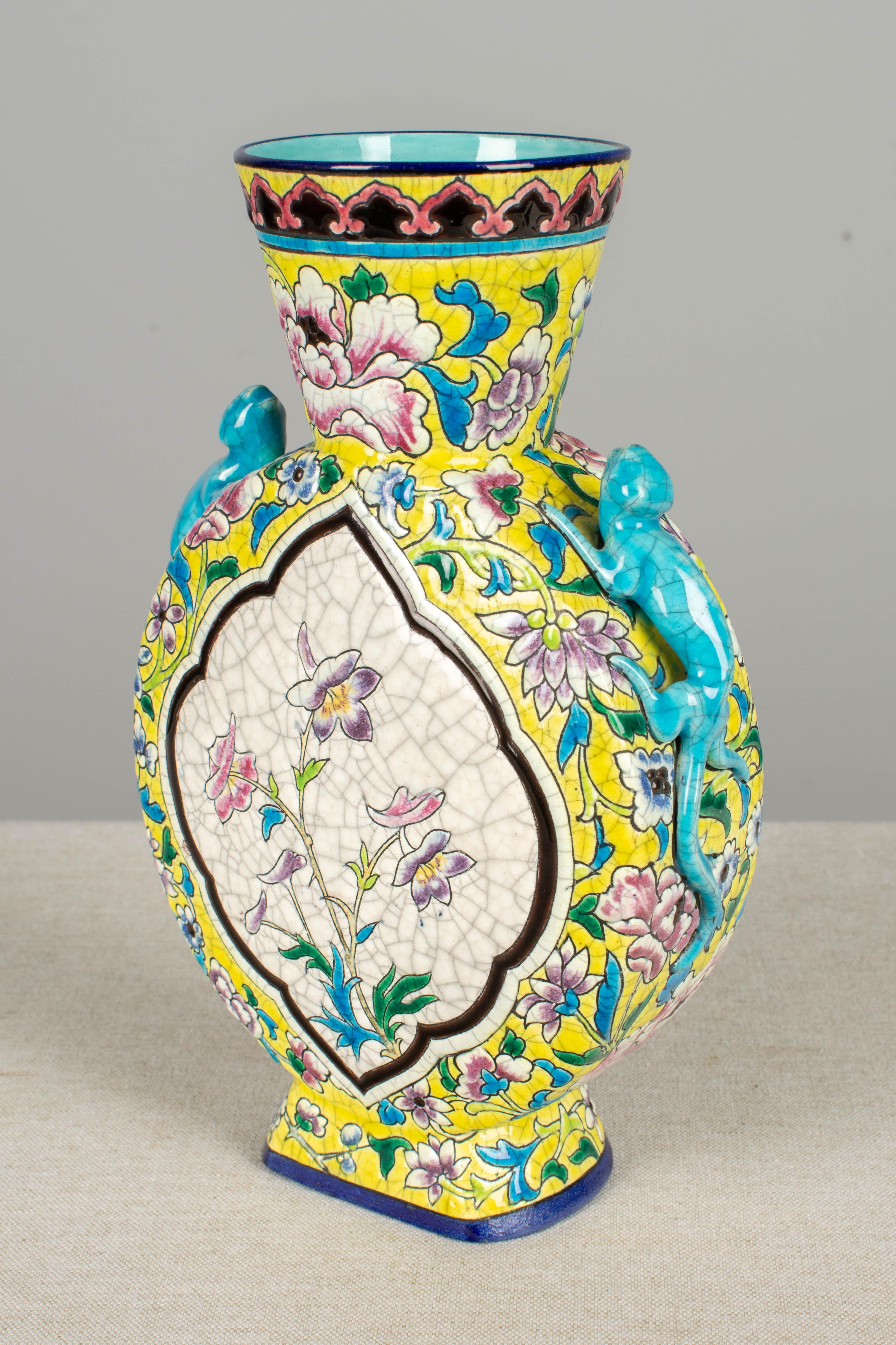 19th Century French Longwy Ceramic Vase 2