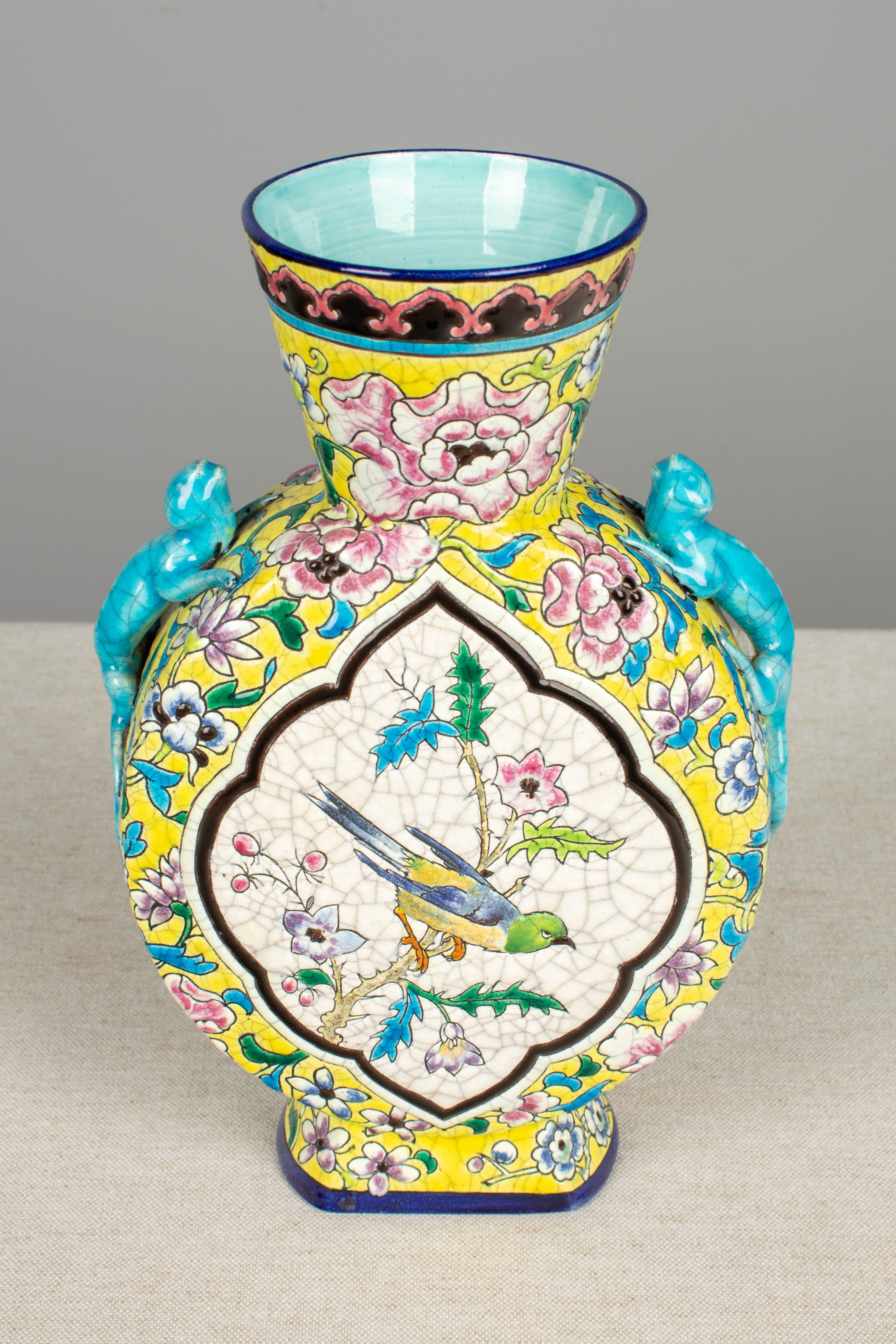19th Century French Longwy Ceramic Vase 4