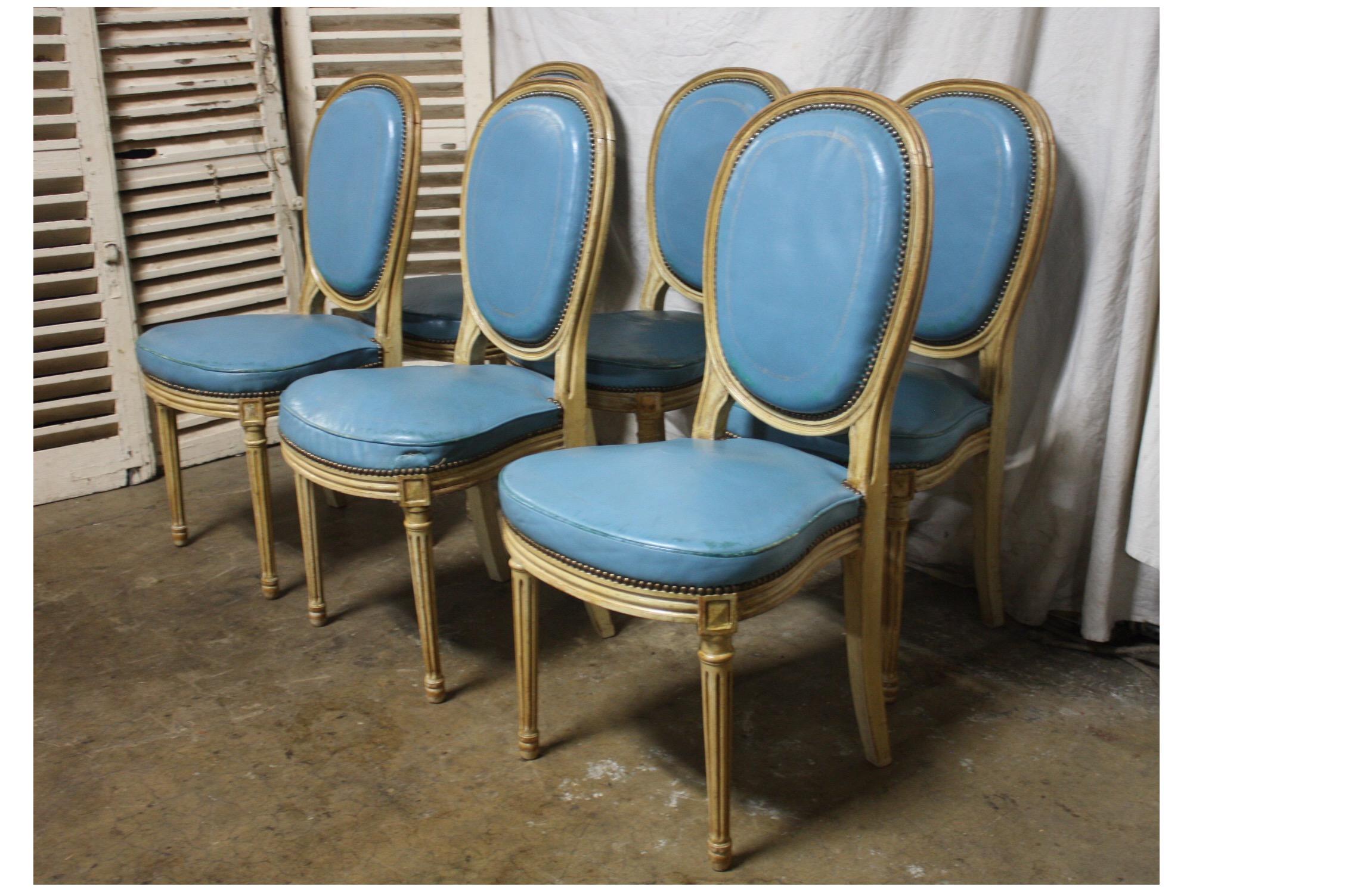 Lacquered 19th Century French Louis 16 Dining Chairs