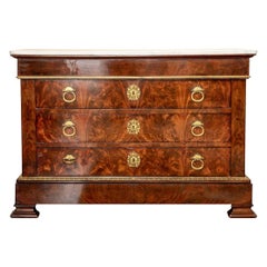 19th Century French Louis Philipe Chest of Drawers with Marble Top