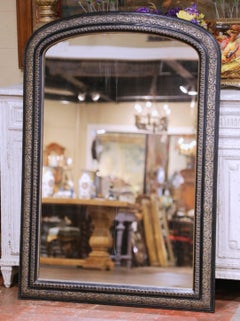 19th Century French Louis Philippe Arched Ebonized and Gilt Wall Mirror