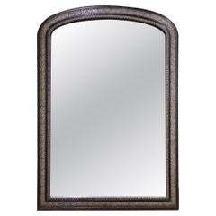 19th Century French Louis Philippe Arched Ebonized and Gilt Wall Mirror