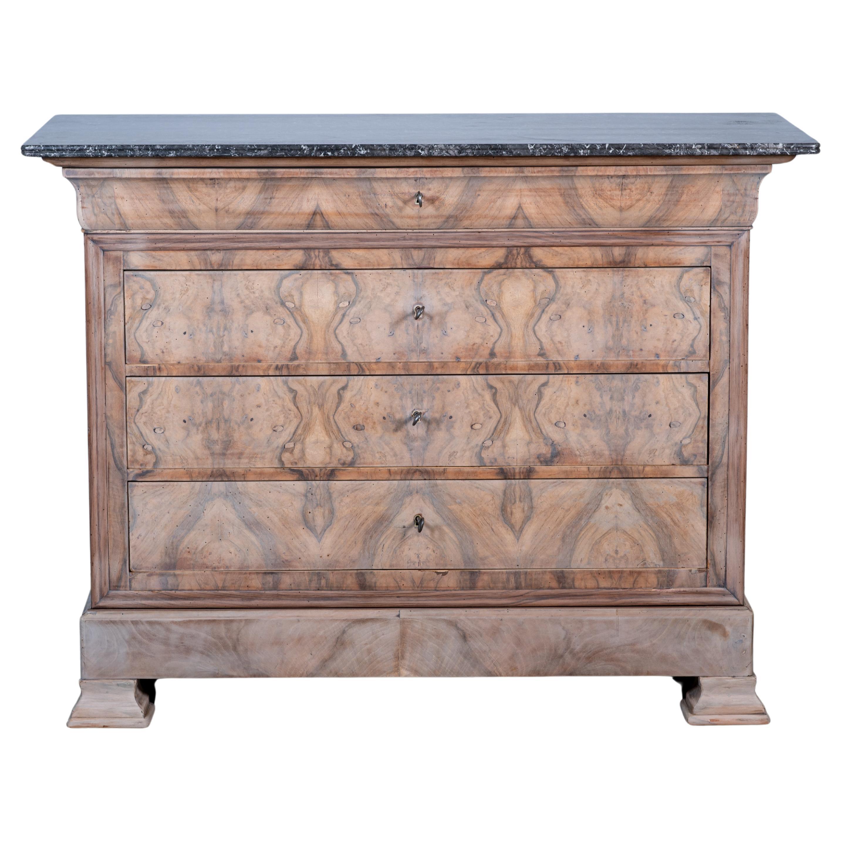 19th Century French Louis Philippe Bleached Walnut Commode For Sale