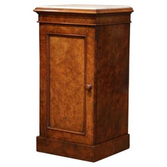 19th Century French Louis Philippe Burl Bedside Table with Marble Top