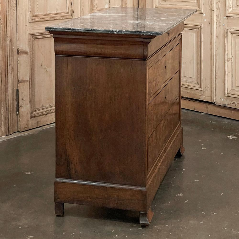 19th Century French Louis Philippe Burl Walnut Chest of Drawers with Marble Top For Sale 11