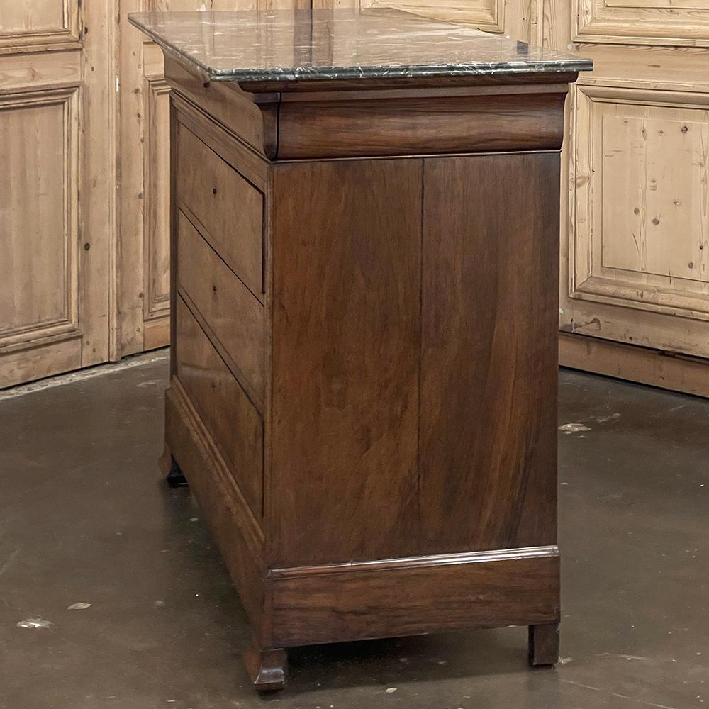 19th Century French Louis Philippe Burl Walnut Chest of Drawers with Marble Top For Sale 12
