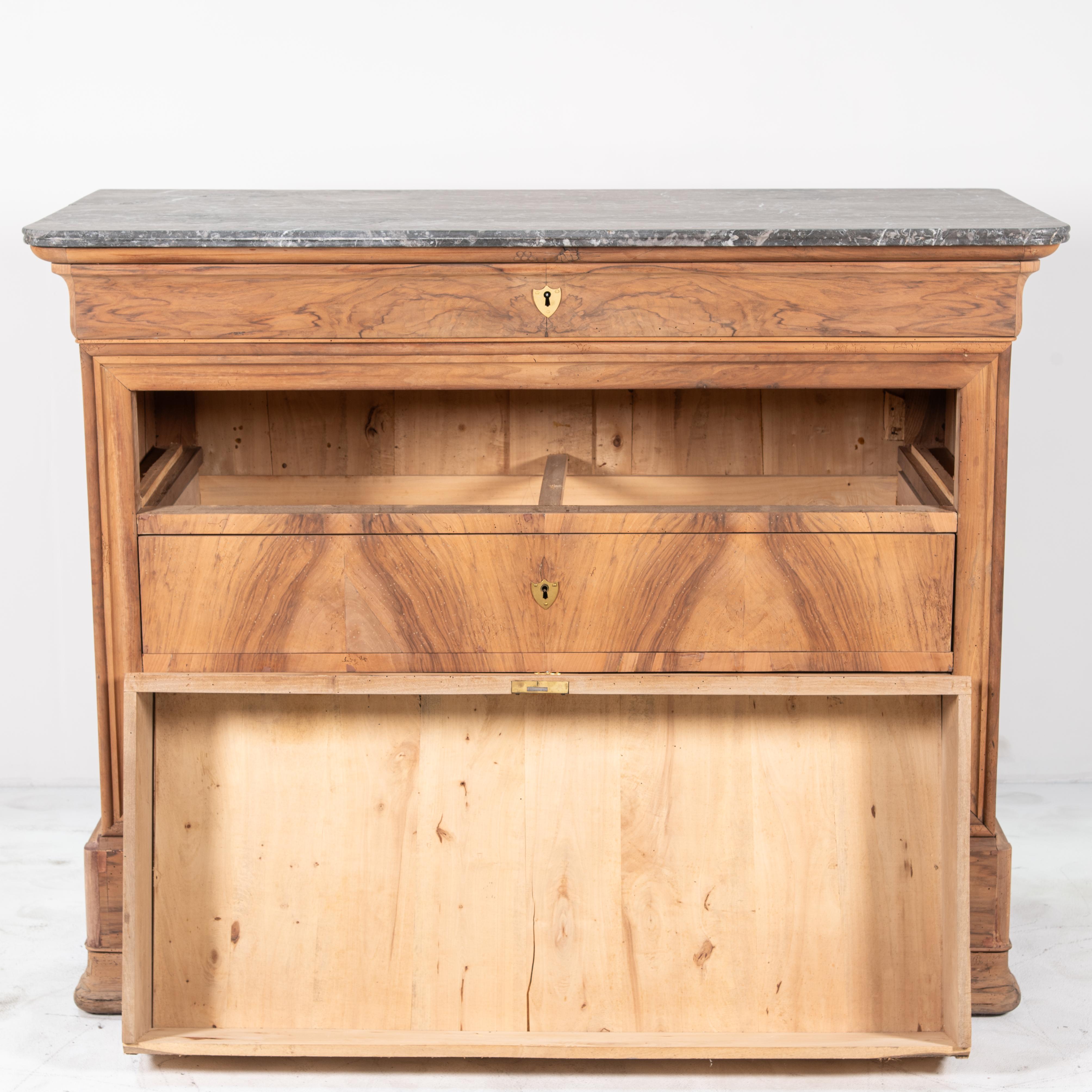 Veneer 19th Century French Louis Philippe Burl Walnut Commode