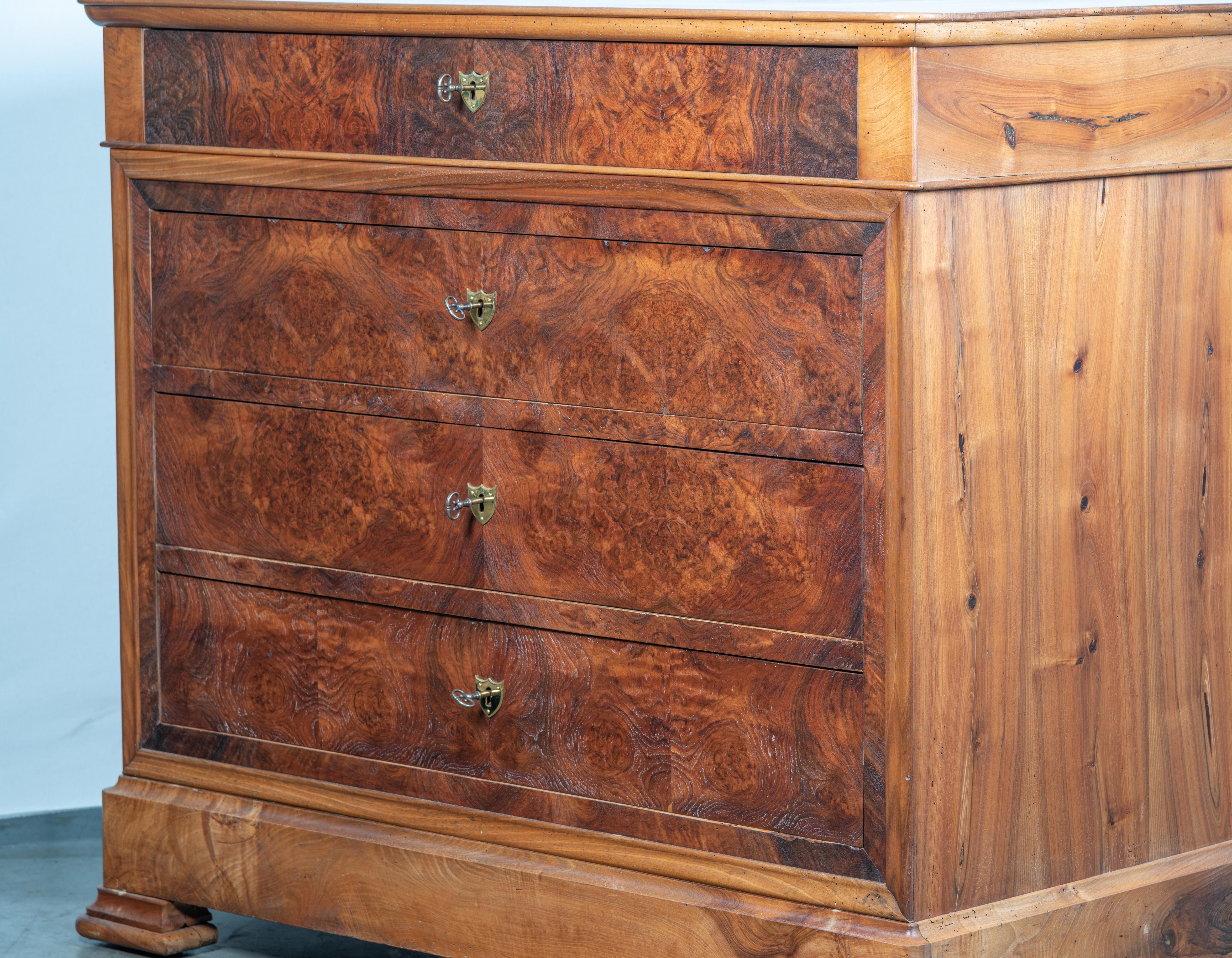 19th Century French Louis Philippe Burl Walnut Commode For Sale 1