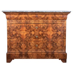 Used 19th Century French Louis Philippe Burl Walnut Commode
