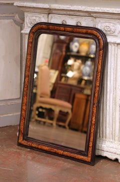 19th Century French Louis Philippe Burl Walnut Mirror with Ebonized Trim
