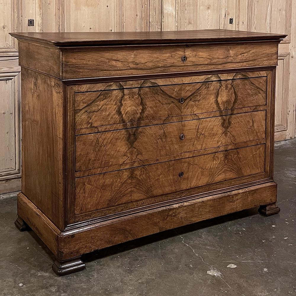 Hand-Crafted 19th Century French Louis Philippe Burl Walnut Secretary ~ Commode