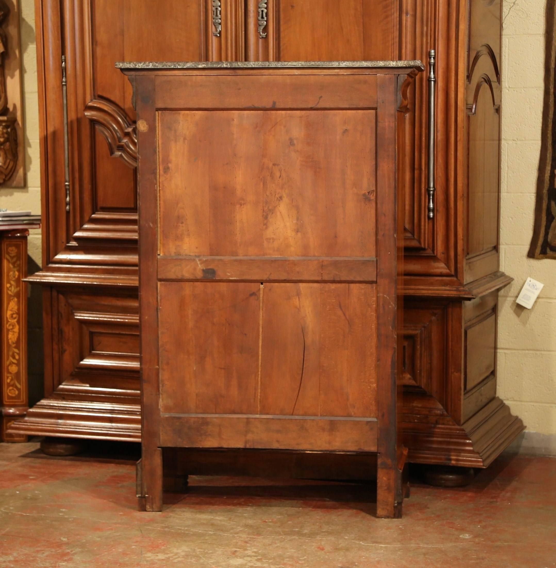 19th Century French Louis Philippe Burl Walnut Secretary with Black Marble Top 4