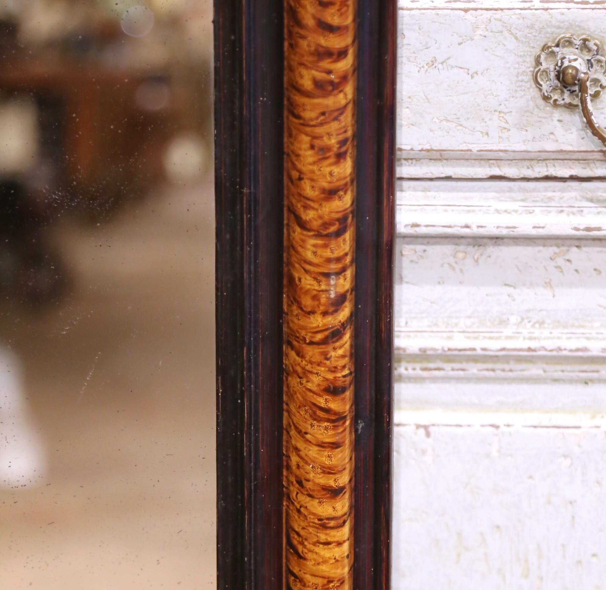 19. Jahrhundert Französisch Louis Philippe Burl Walnuss Wandspiegel mit Ebonized Trim im Zustand „Hervorragend“ im Angebot in Dallas, TX