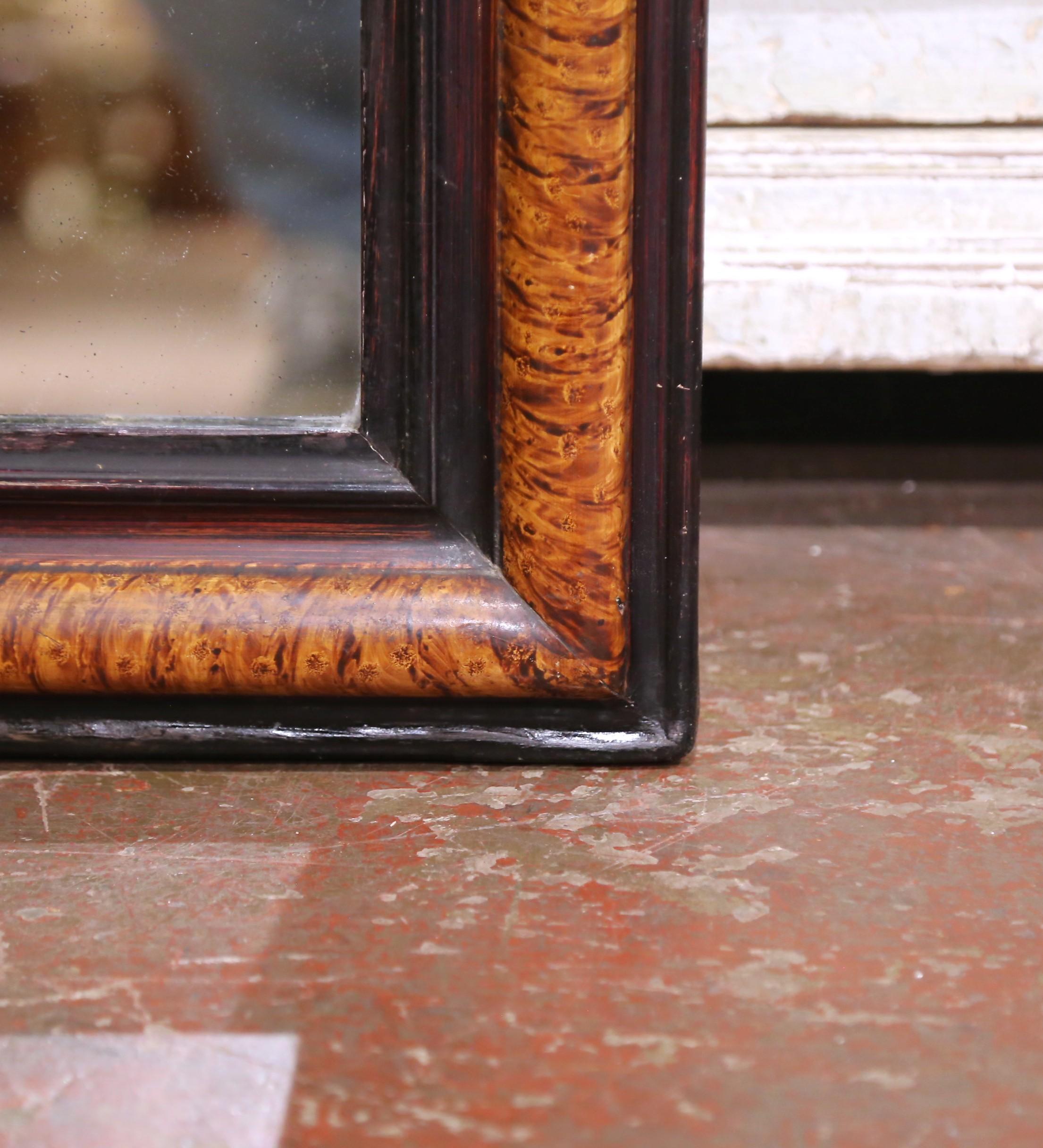 19. Jahrhundert Französisch Louis Philippe Burl Walnuss Wandspiegel mit Ebonized Trim im Angebot 1