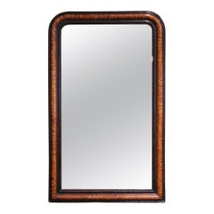 19. Jahrhundert Französisch Louis Philippe Burl Walnuss Wandspiegel mit Ebonized Trim