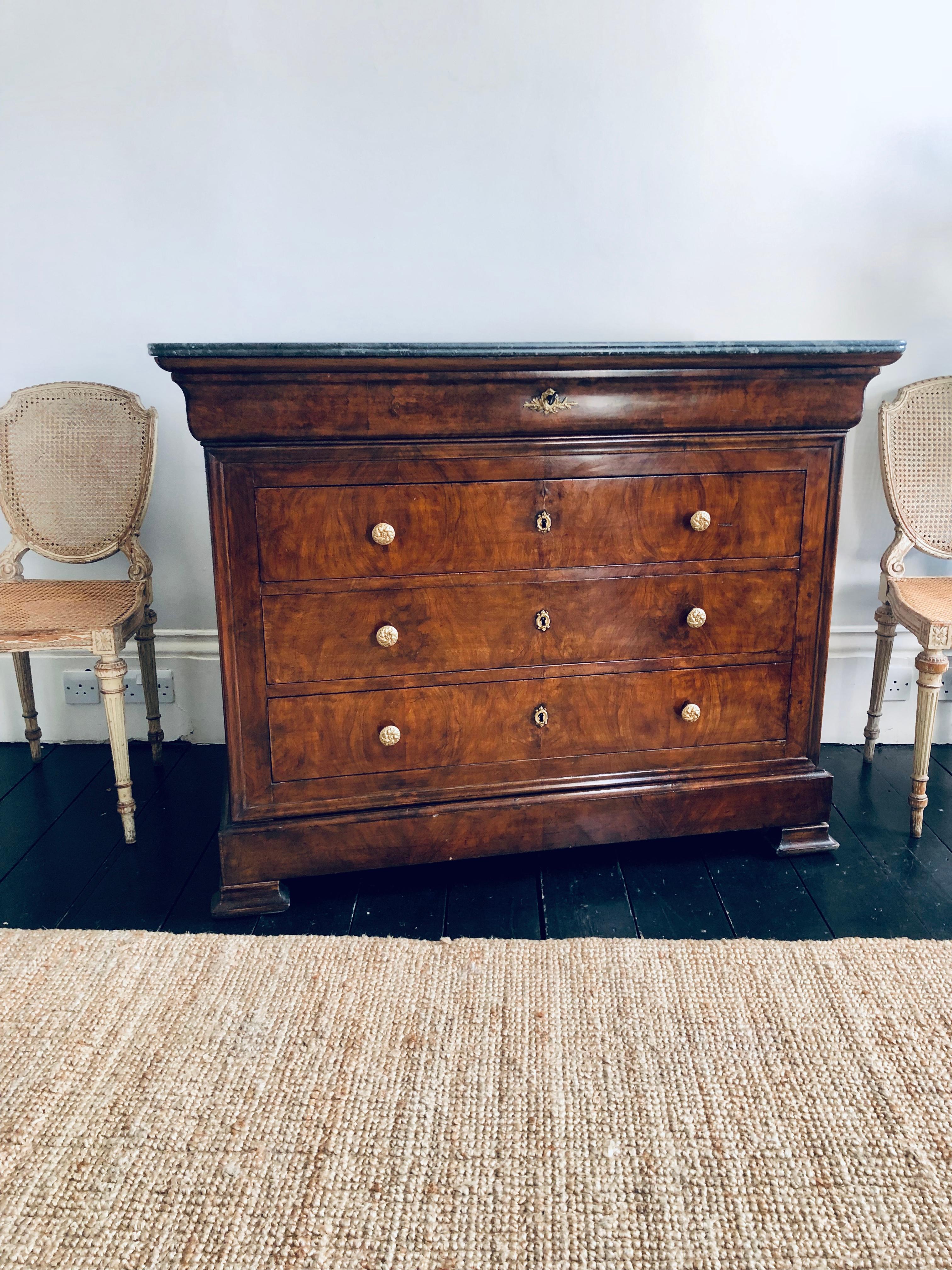 Veneer 19th Century French Louis Philippe Burr Walnut and Gilt Metal Mounted