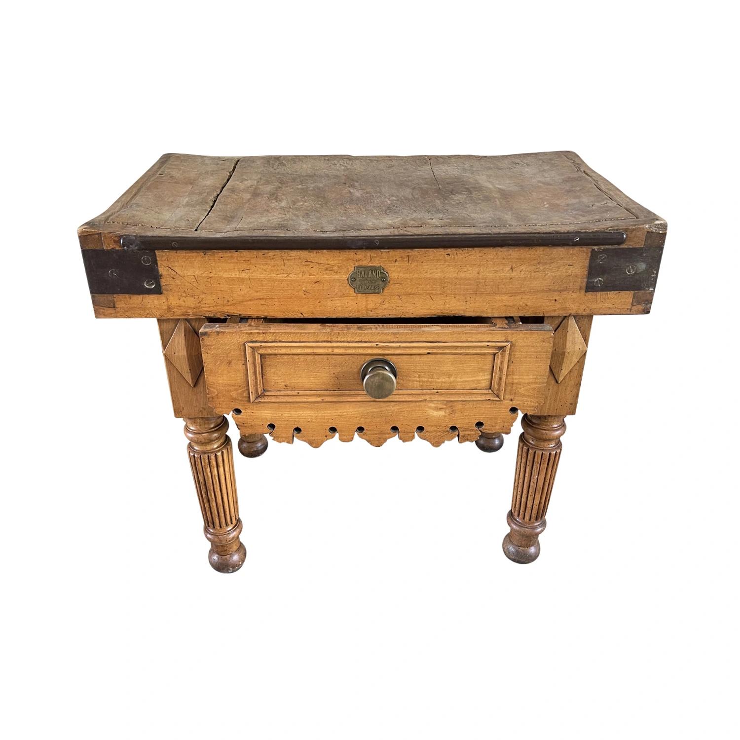 19th Century French Louis Philippe Butcher Table - Antique Beech Kitchen Table In Good Condition For Sale In West Palm Beach, FL