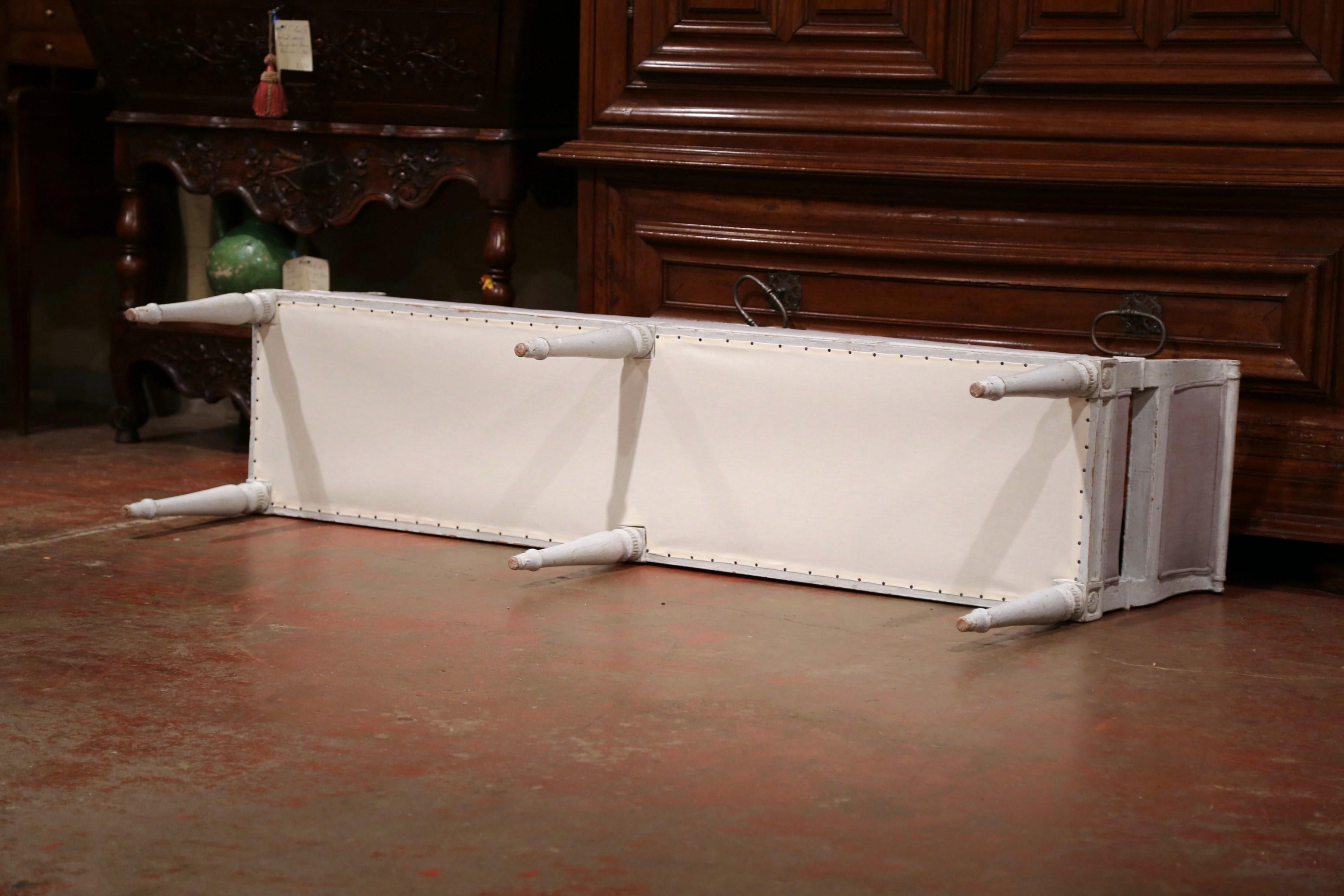 19th Century French Louis Philippe Carved and Painted Six-Leg Banquette Bench 5