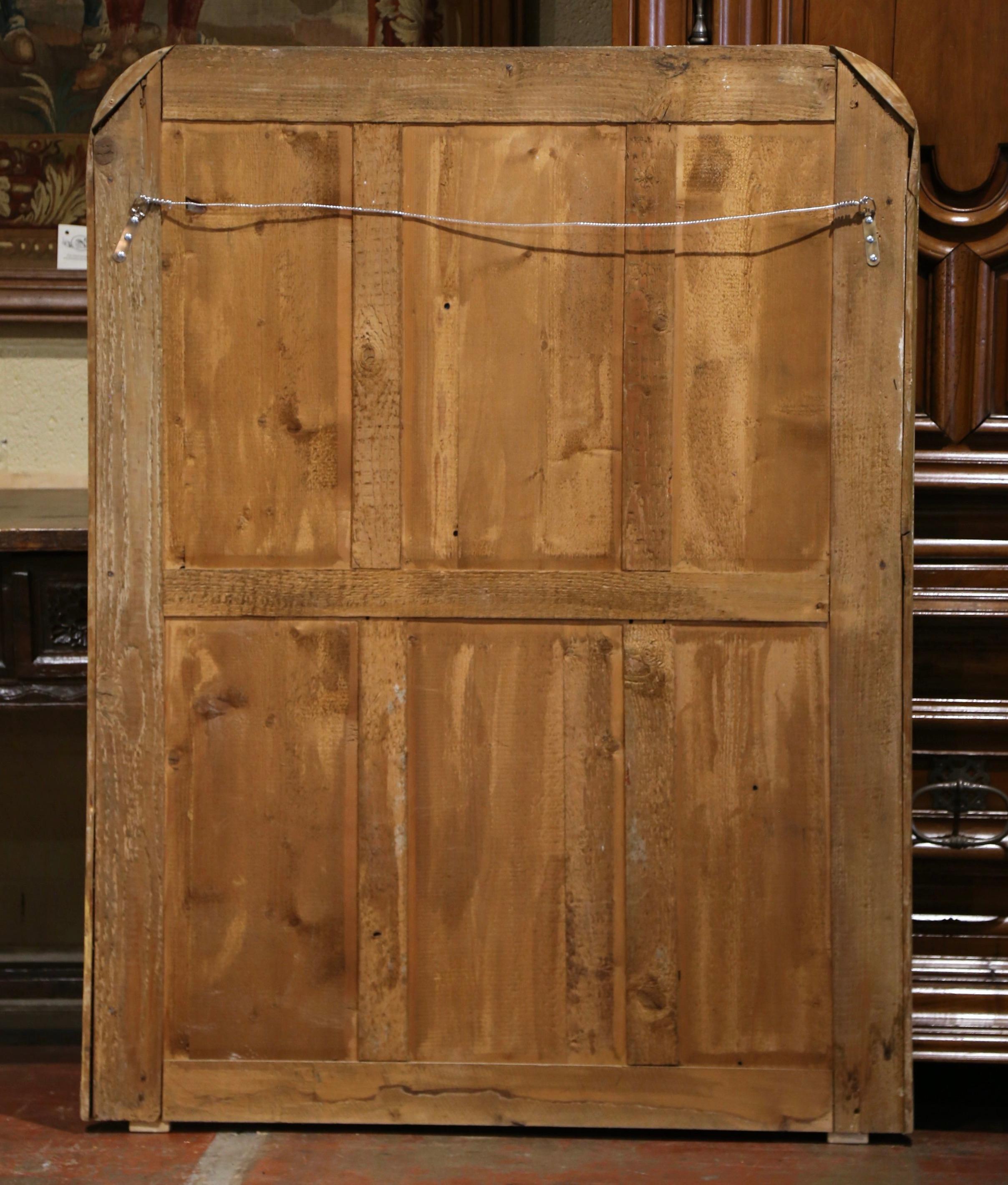 Vetro mercurizzato Specchio da camino in legno dorato intagliato di Louis Philippe del XIX secolo con incisione in vendita