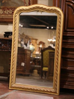 19th Century French Louis Philippe Carved Giltwood Wall Mirror with Rope Decor