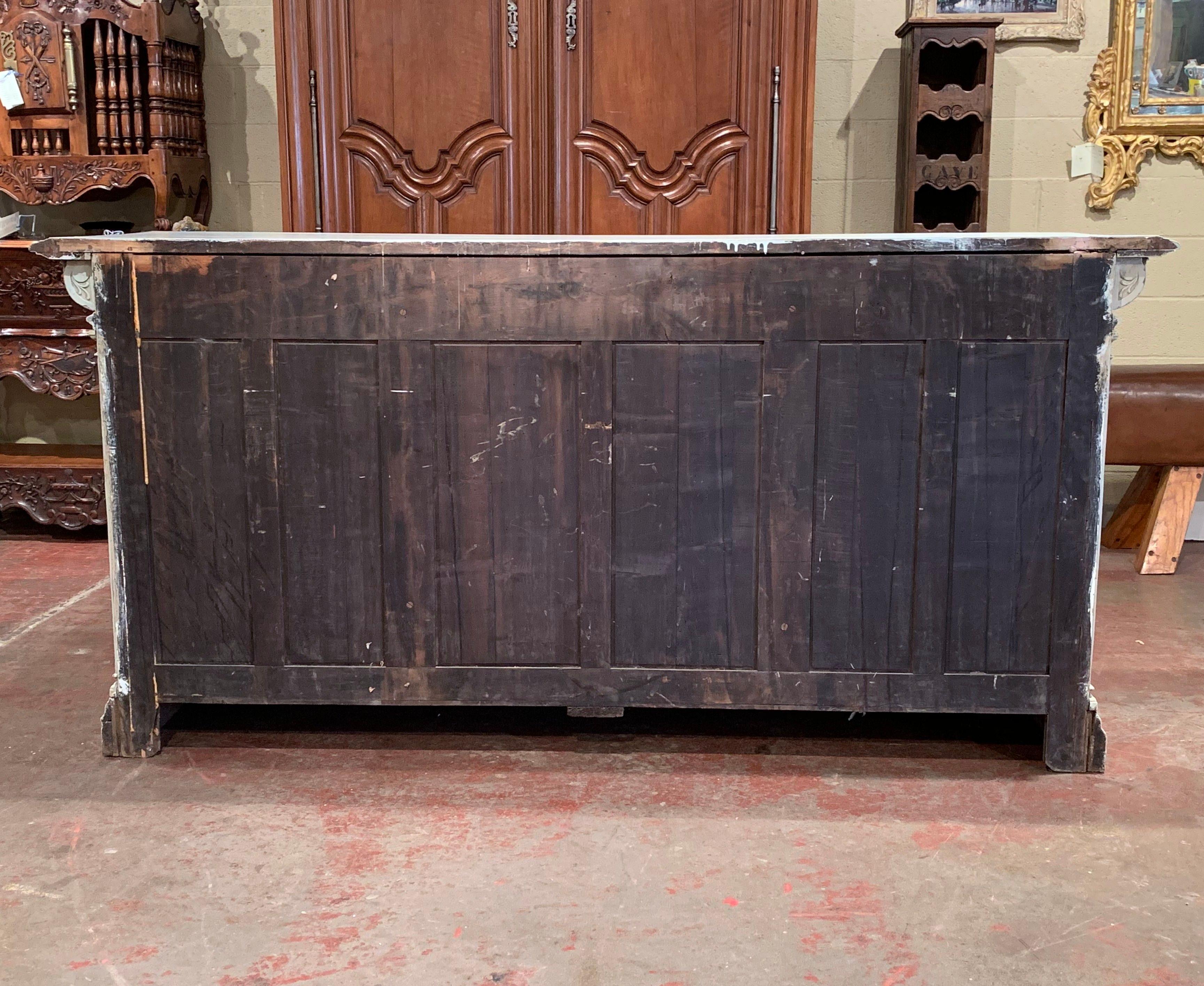 19th Century French Louis Philippe Carved Painted Three-Door Buffet 9