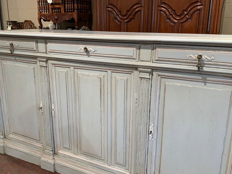 19th Century French Louis Philippe Carved Painted Three Door